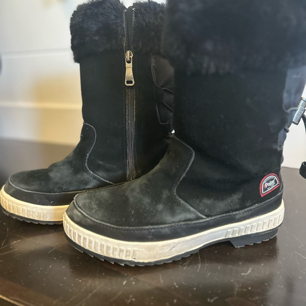 Black Pajar Winter Boots with Faux Fur Cuffs